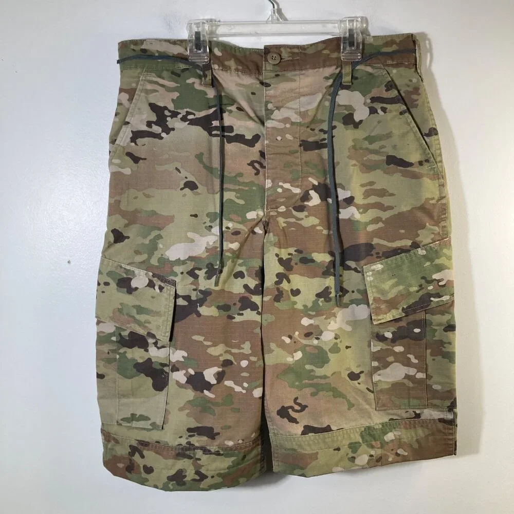 Mens Camo Cargo Cut‎ Off Shorts Green Brown Med Reg Waist 34